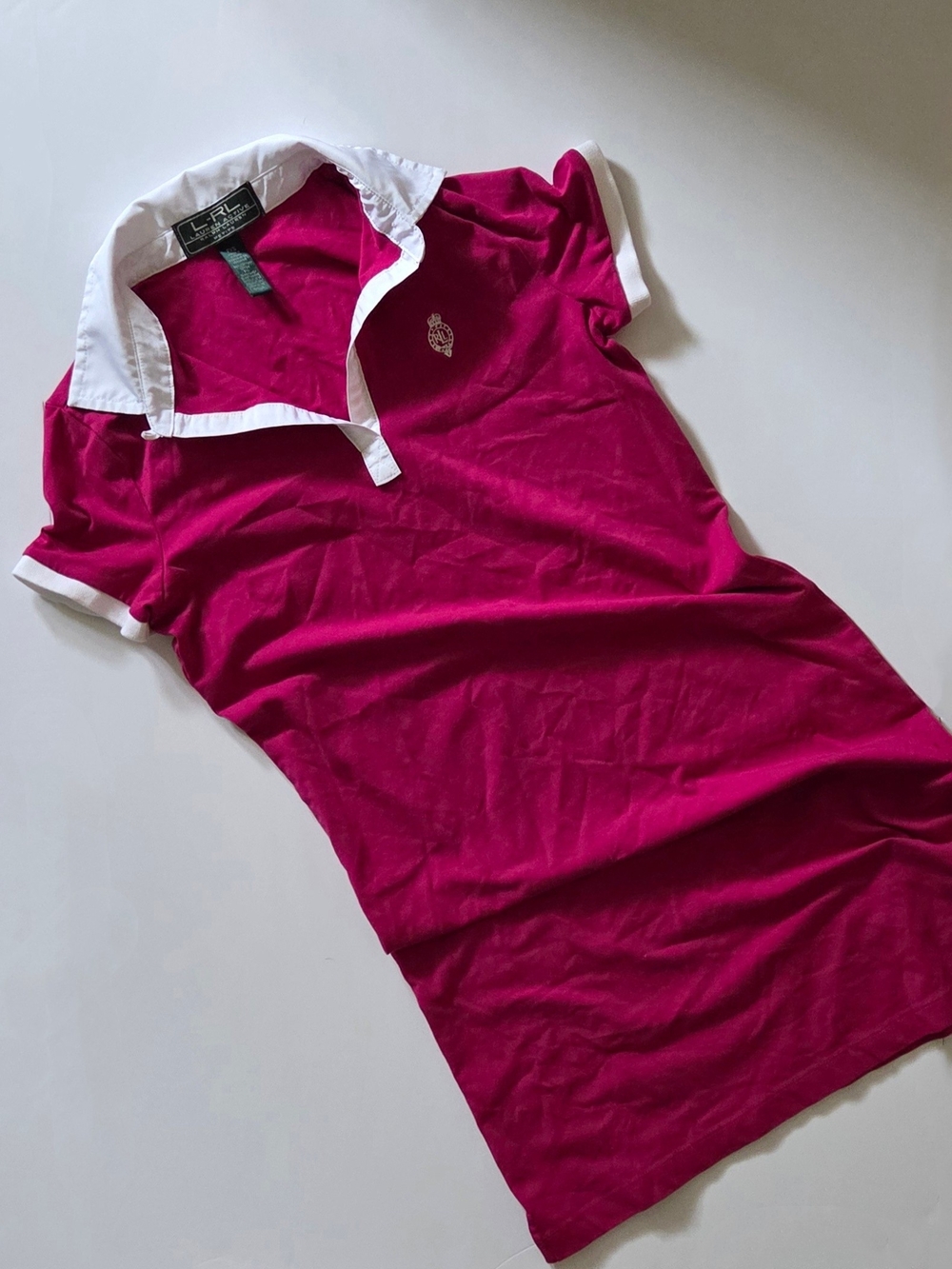Vintage Y2K Ralph Lauren Active L-RL Pink Crest Polo Dress♡ Size PXS